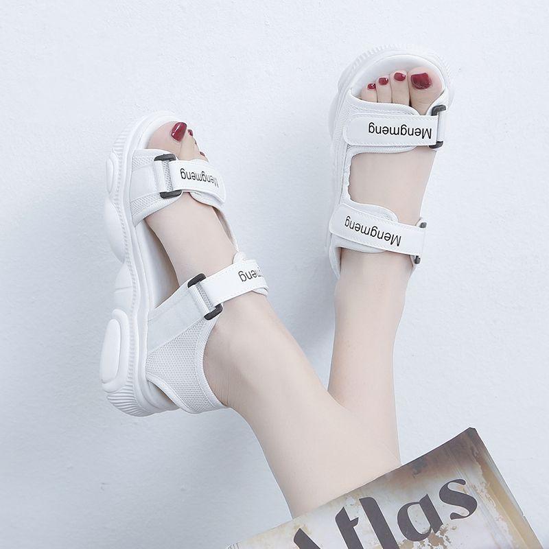 Plateausandalen für Damen im koreanischen Stil mit Klettverschluss für Strand und Sport