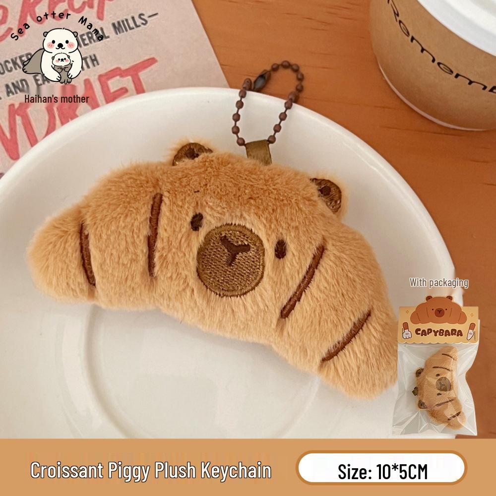 Creative Food Pendant Girl Cartoon Capybara Plush Doll Bread Charm Decoration Accessory