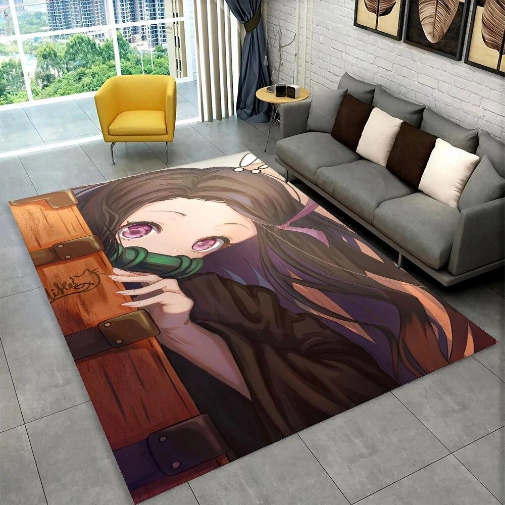 Kamado Nezuko Demon Slayer Anime Area Teppe, Teppe Teppe for Stue Barn Soverom Sofa Dørmatte Dekor, Barn Sklisikker gulvmatte