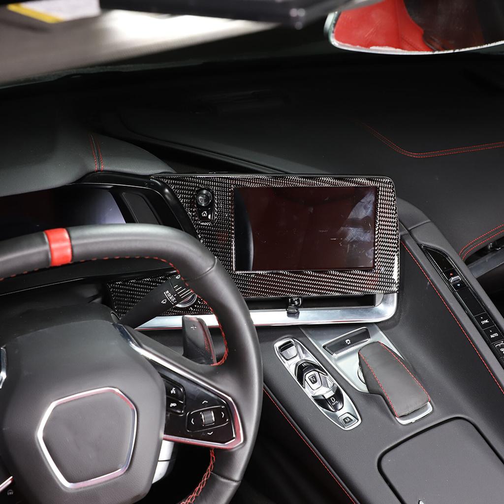 Soft Carbon Fiber Navigation Screen Panel Sticker Trim For Corvette C8 -25