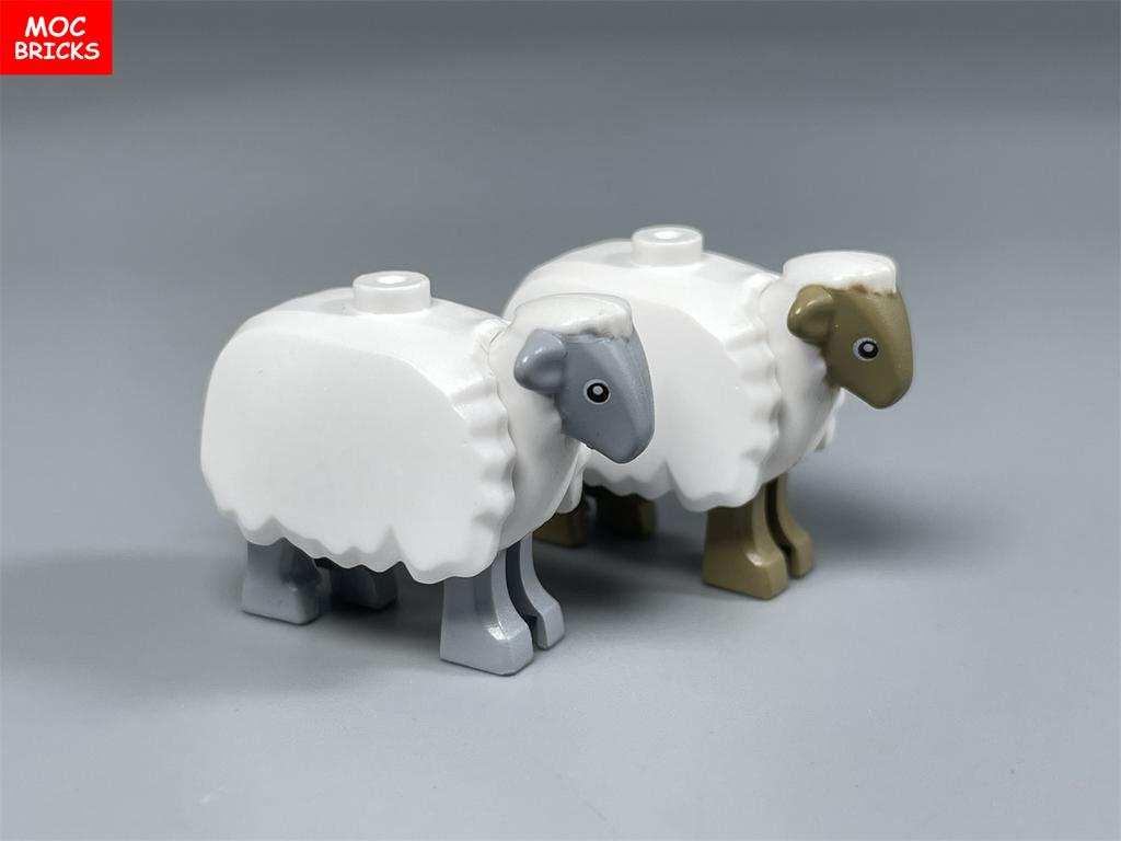 MOC Bricks Cute Sheep Goat Shed Sheepfold Animal DIY Farm Grassland View Building Blocks Accessories Children's Toys Gifts
