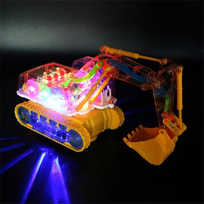 Music Light Excavator Toy,Excavator Truck Kids Toys, Electric Universal Wheel Children Car Toys,Construction Vehicles Transparent Excavator Toy