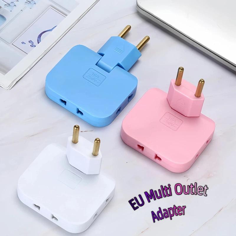 EU Plug 180° Rotatable Multi Outlet Adapter – Slim Travel Converter, Compact & Portable