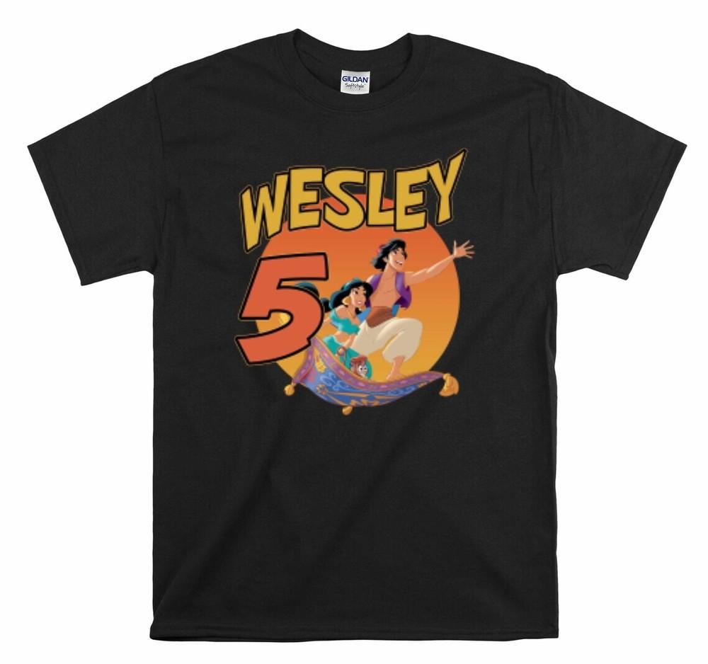 

Aladdin Jasmine Cartoon Birthday Tshirt Men Women Kids Custom Name Family C1 4XL