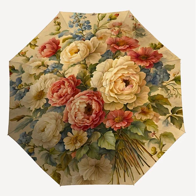 1PC Floral Pattern Umbrella-8-Rib Reinforced, Automatic Open, Lightweight & Durable, Cute Fashion Accessory for Outdoor, Beach, or Casual Use, Beach U