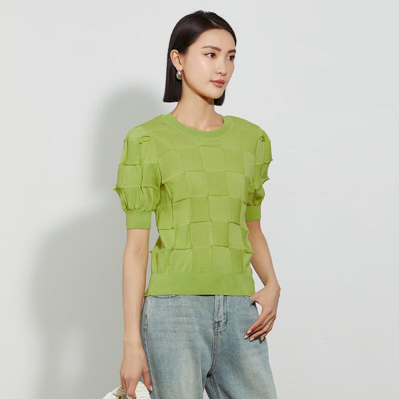 Tatu Women's Retro Geometric Short Sleeve Knit Top