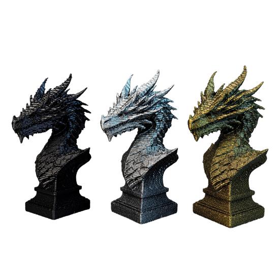 3D Printed Ancient Dragon Bust Sculpture, Realistic Scales & Spikes, One-piece Molding Decor with Multiple Colors, Compact Ornament for Living Room