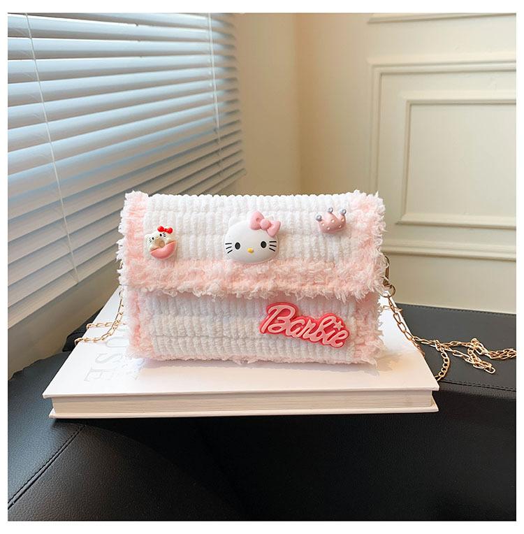 

Cartoon Kuromi homemade DIY bag, handmade ice bar knitted bag, versatile hand-woven crossbody bag, bag for girlfriend Material Package розовый