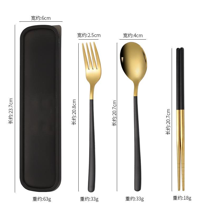 Spoon, Fork, Chopsticks, Stainless Steel Tableware Three-piece Set, Student Nordic Style
