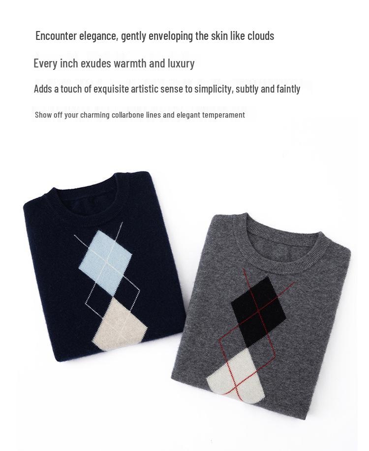 Retro British Diamond Pattern Sleeveless Cashmere Vest