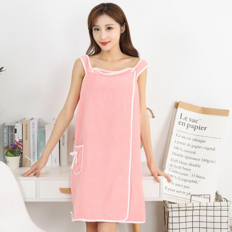 Women's Coral Fleece Wearable Bath Towel - Absorbent, Thick, No-Shed Bath Skirt Robe