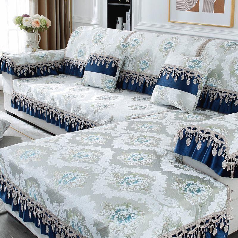 Alfombra de Sofá Chenilla Jacquard Antideslizante Minimalista Moderna Toalla para Respaldo Lujo Ligero Decoración para Sala de Estar del Hogar Cubre Sofá Suave