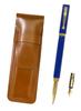 Slim Brown Leather Pen Case for Exchange BP ZX Fountain Pen Ink with Blue Set (Individual Container) (T23-ASC-ZX-L)