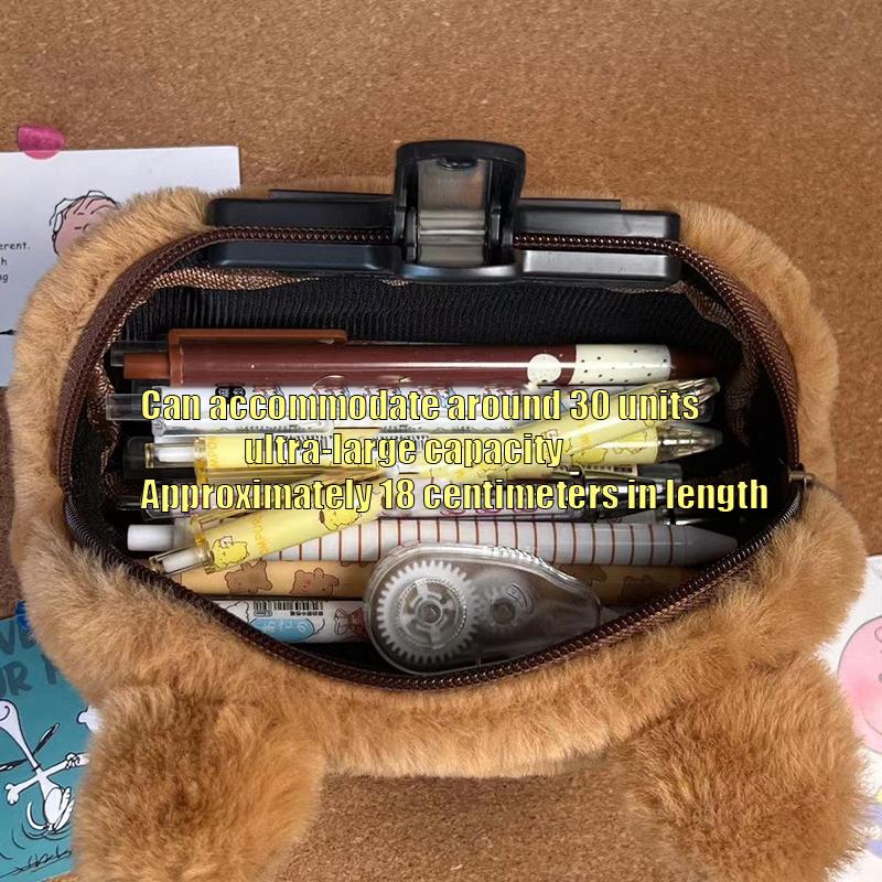 Cartoon Cute Plush Animal Capybara Pencil Bag Large Capacity Cosmetic Bag Kawaii School Stationery Multifunctional Storage Bag