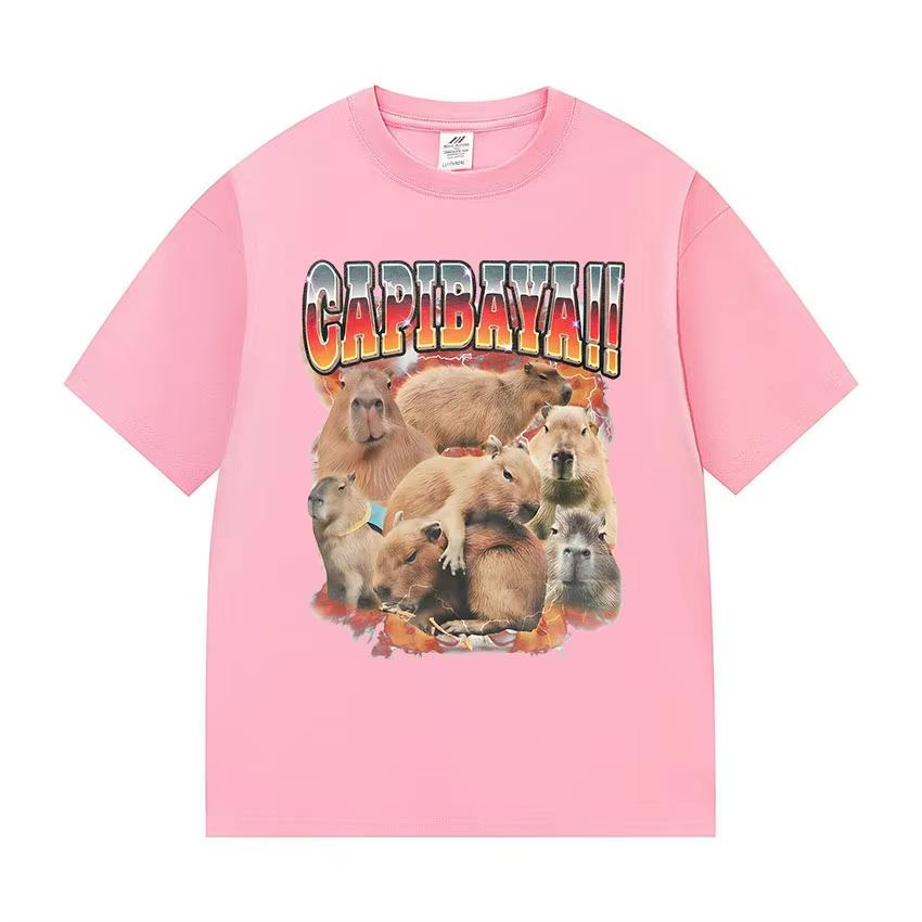 Funny Capybara Meme Graphic TShirts Unisex Women Fashion High Quality Cotton T Shirts Retro Oversized Short Sleeve Tees Streetwear