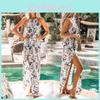 Elegant Women's Flower Print Sleeveless Boho Beach Long Dress For Effortless Style