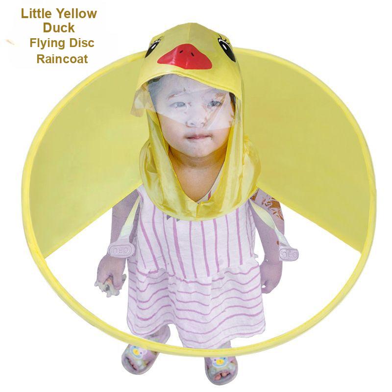 Little Yellow Duck Children's Flying Saucer Raincoat for Boys and Girls, Poncho Rain Cape with Umbrella Hood, Douyin Same Style Rainwear for Students