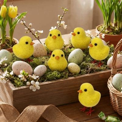 Festive Realistic Chicken Ornament Flocking Standing Mini Chicken Animal Faux Chicken Easter Holiday