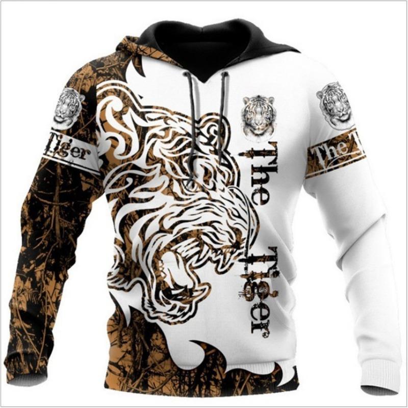 Spring and Autumn Fashion Hot Cross-border 3D Hoodie Men's Cool Animal Print Street Trend Classic Hoodie