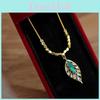 Gold Leaf Necklace For Women With Diamondinlaid Alloy Pendant Elegant Vintage Jewelry