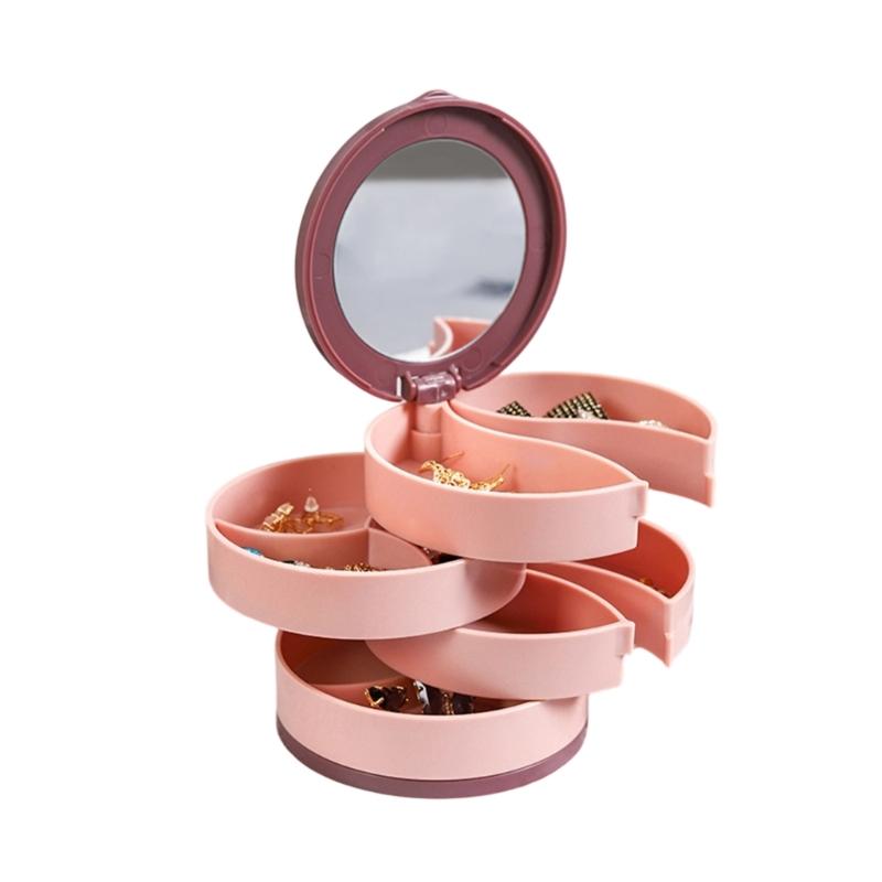 360 Degree Rotating Jewelry Organizers With Multiple Layers For Earrings Necklaces Rings ABS Materials Storage Box