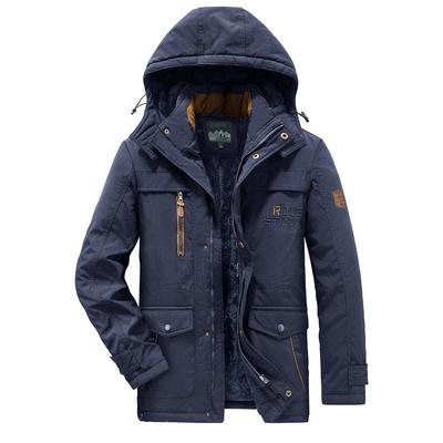 Manteau d'hiver pour homme doublé polaire - Épais, décontracté, multi-poches, veste mi-longue pour hommes d'âge moyen et âgés