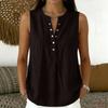 Women Sleeveless V Neck Button Front Loose Fit Casual Tank Top Lightweight Summer Blouse for Daily Wear Office Travel