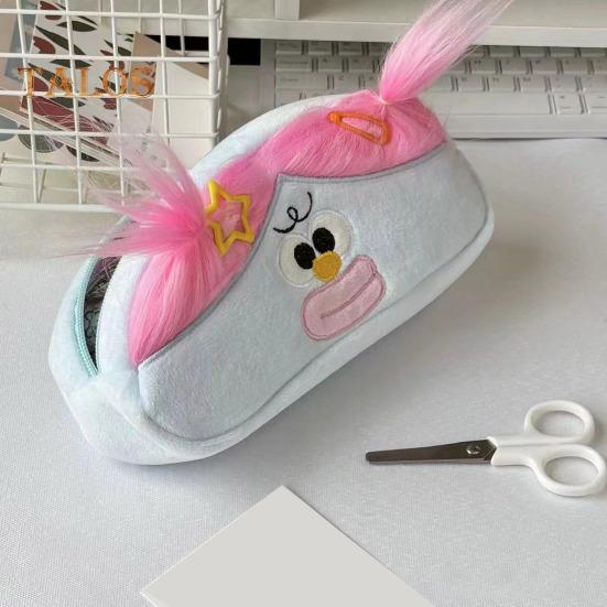 Funny Fried Hair Pencil Case DIY Long Hair Doll Pencil Case Box Large Capacity Zipper Organizer Storage Bag Stationery Organizer