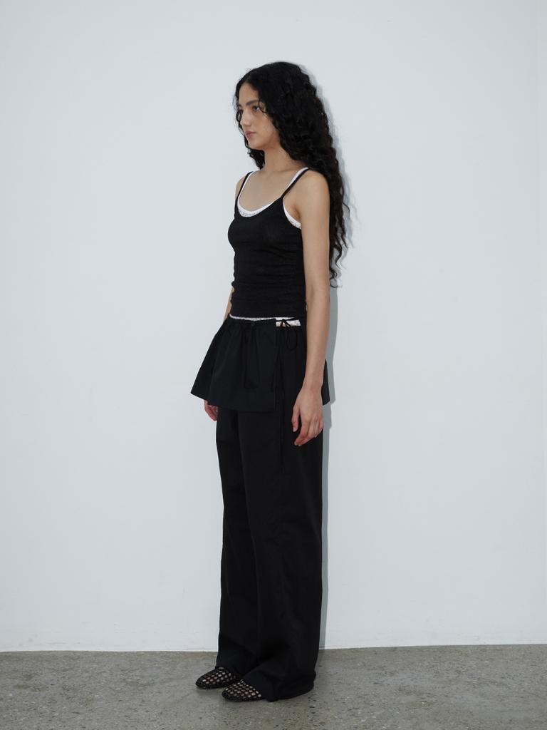 Text Room Appel Shirred Belt Skirt_Black