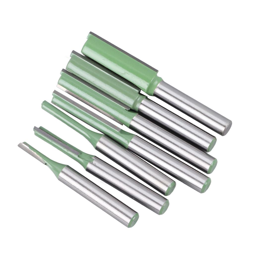 7Pcs Straight Bit Set 14 Shank Router Kit Carbide Woodworking Tools with Storage Box