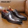 Fashion Designer Men's Dress Shoes Classic Genuine Leather Monk Strap Buckle Dark Brown/Black Office Business Formal Shoes for Men