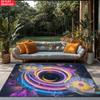Neon Black Hole Lotus Rug, Galaxy Space Non-slip Carpet for Living Room Game Room Bedroom, Aesthetic Floral Floor Mat Home Decor