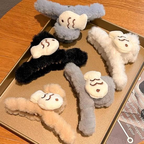Women Hair Claw Soft Plush Fish Shape Hair Clip Large Size Back Head Hair Clip Winter Hair Accessory
