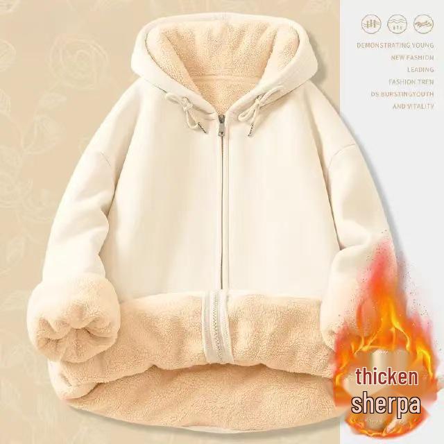 Men's Versatile Warm Lambswool Hooded Jacket - Autumn/Winter Casual Trendy Loose Fit