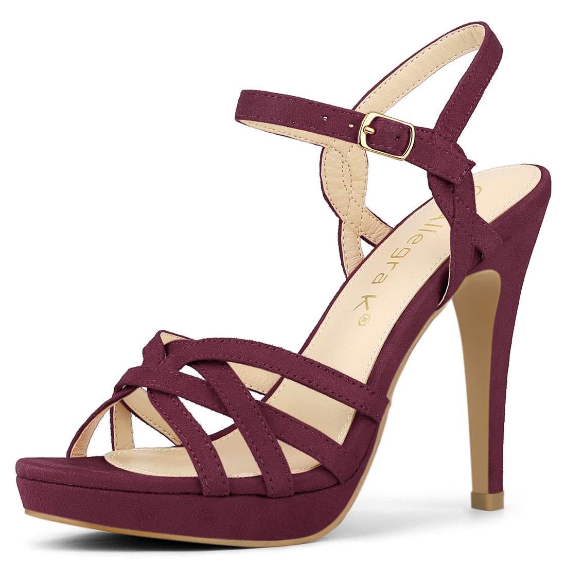 

Allegra K Women s High Heel Sandals with Platform Stiletto Heels and Straps, Wine Red, Size 24.0cm