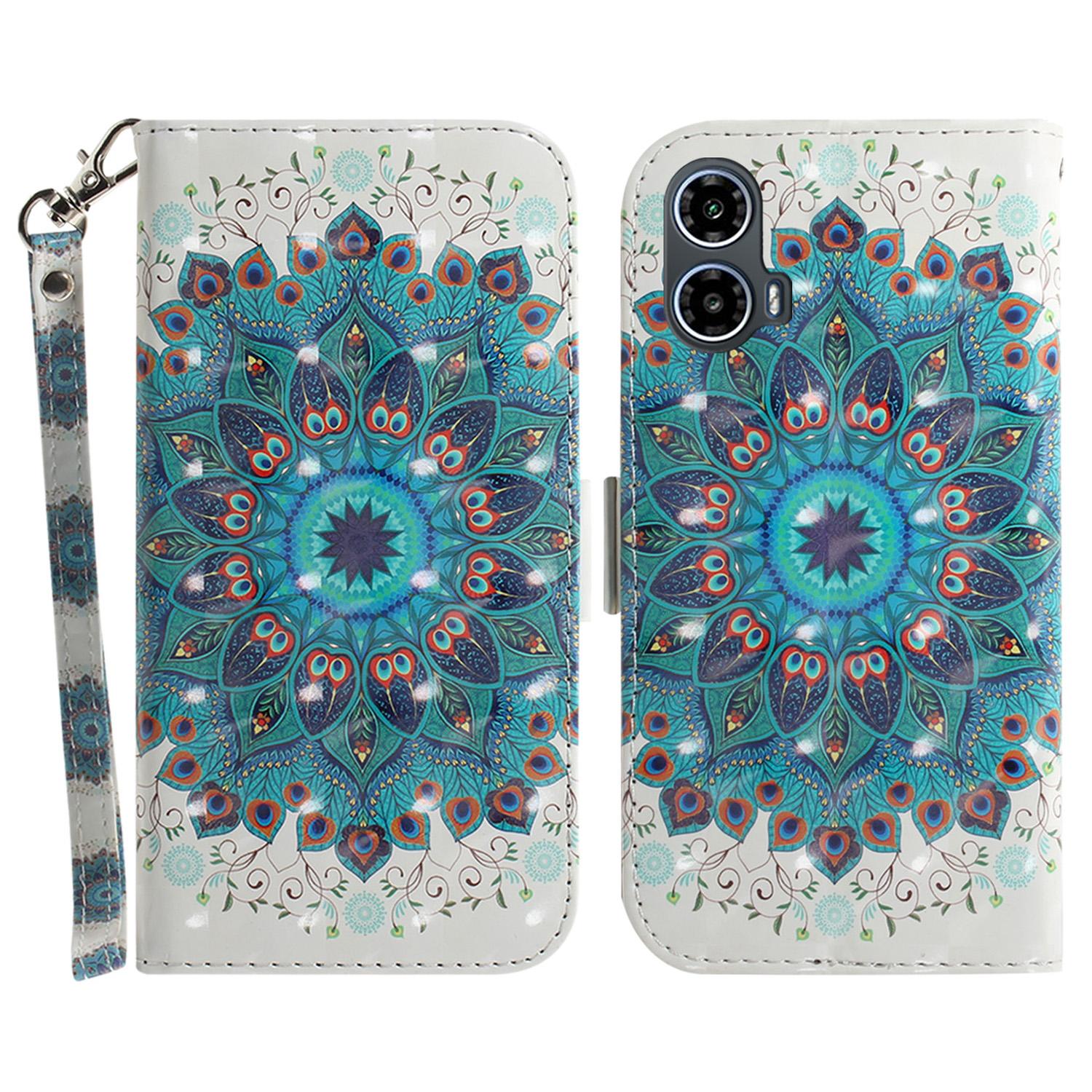 

For Motorola Moto E14 4G/G04 4G/G04s 4G/G24 4G Cover Pattern Printing PU Leather Wallet Phone Case with Strap A