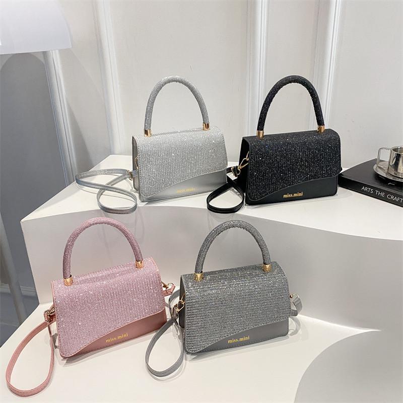 Pu Material Small Shoulder Bag For Daily Use With Letter Printed Glossy Material