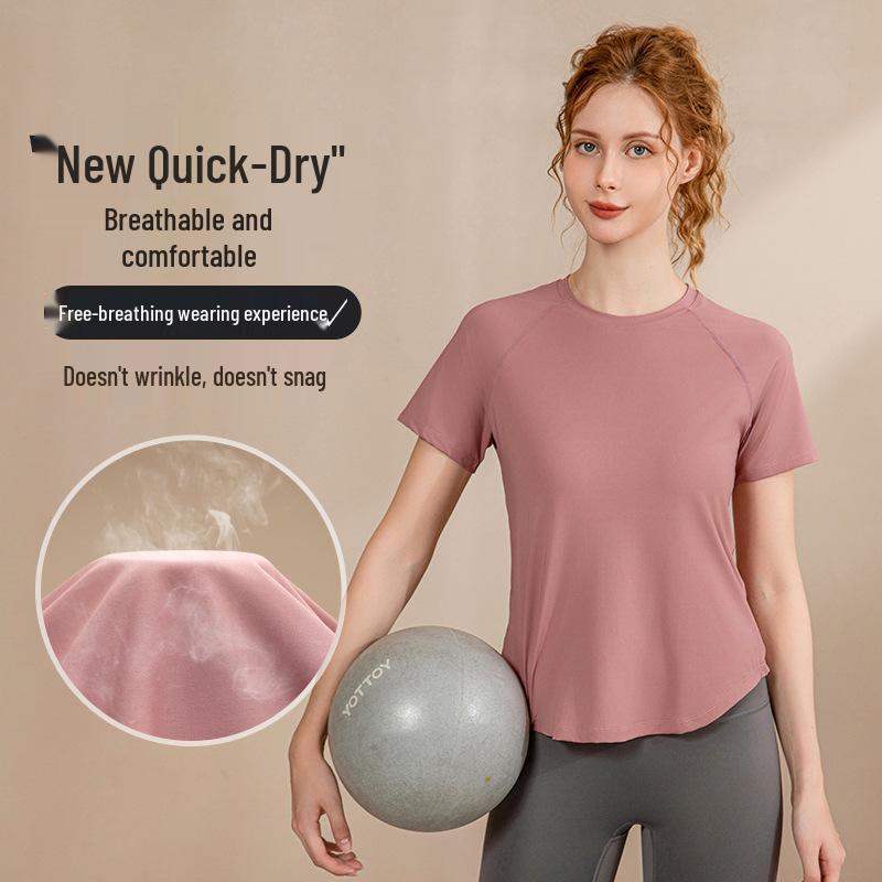 

Women s Summer Yoga Quick-Dry Loose Short Sleeve T-Shirt XL
