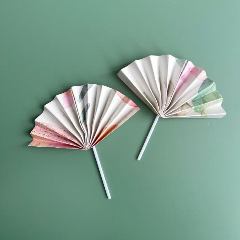 LIEI New Chinese Style Folding Fan Cake Topper