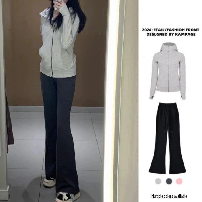 Women's Slim-Fit Pink Hooded Zipper Jacket, Sporty Spring/Autumn Style