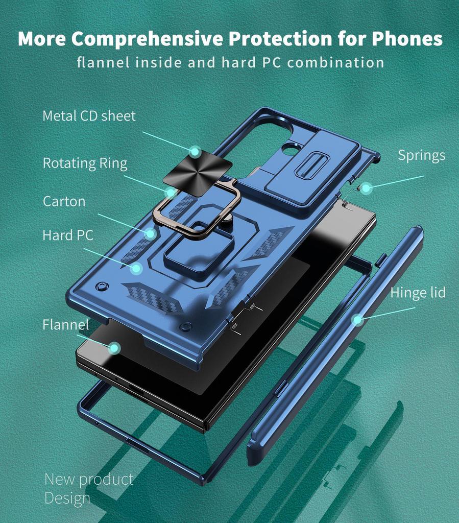 New SAM Z Fold7 Sharp Armor Hinge Ring Stand Anti-drop Folding Phone Case