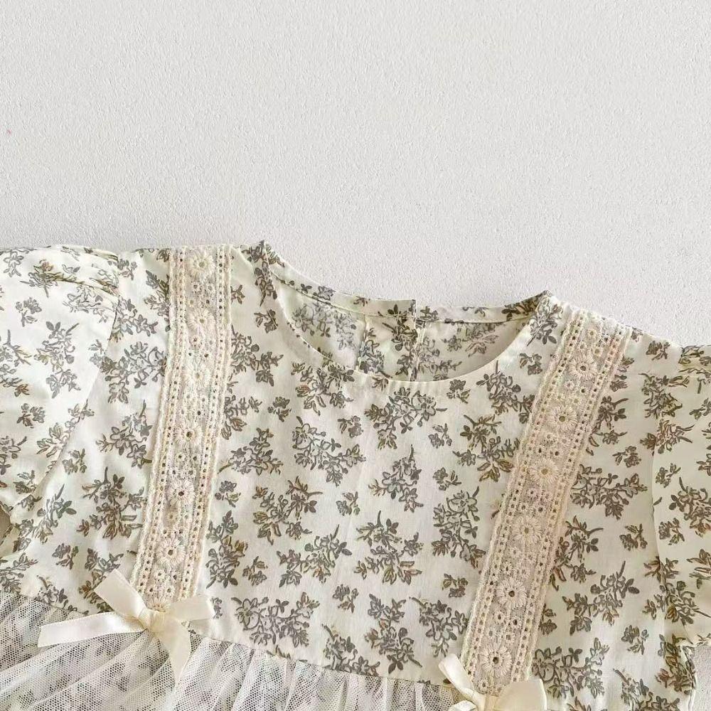 Lace Mesh Flower Baby Jumpsuit Bowknot Toddle Climb Suit Baby Jumper Dress  Newborn Baby