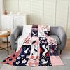 Japanese Style Blanket White Black Crane Throw Blanket Cherry Blossoms Fleece Twin Geometric Plaid Fuzzy Blanket All