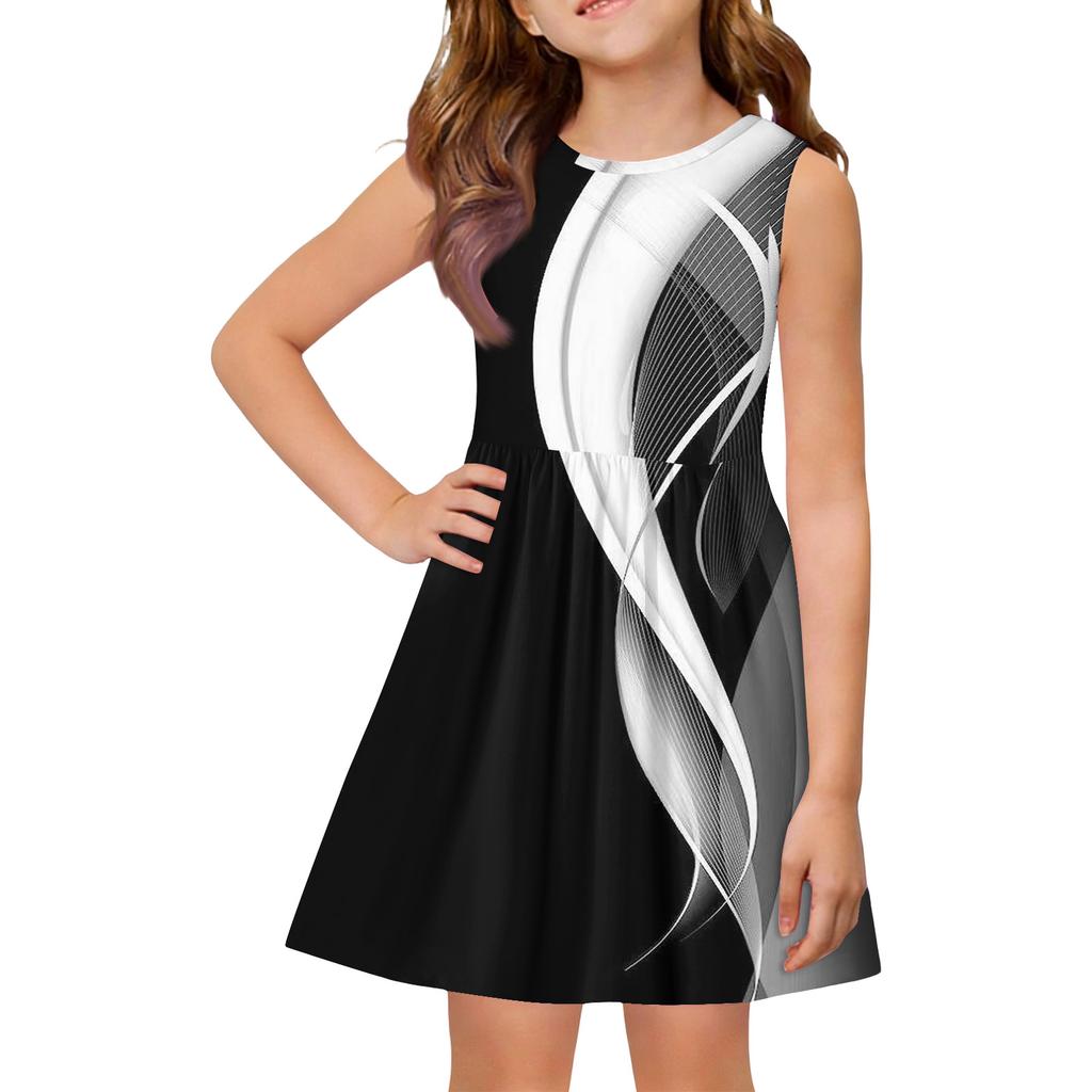 Dívčí letní princeznovské šaty - Šaty s áčkovou sukní a vestou