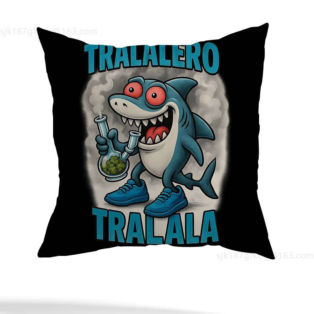 ITALlAN Brainrot Creative Pillow Case Anti-dustmite Pillowcase Invisible zipper silky short plush Sofa cushion cover