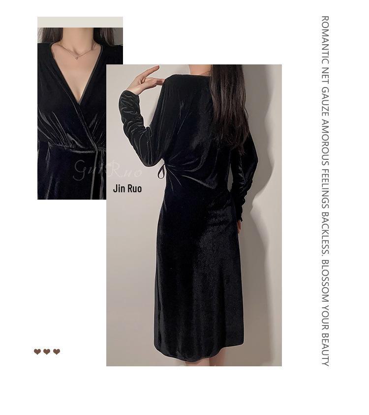 Guiruo Velvet Lace-Up Robe & Sexy Pleated Cuffs Suit for Autumn/Winter