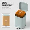 20L Modern Boxy Metal Home Kitchen Bin - Light Green