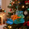 Faux Crystal Construction Truck Ornament Christmas Tree Colorful 2D Flat Acrylic Construction Vehicle Hanging Decoration Pendant