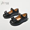 New Girls Black Leather Shoes Children's Wedding Patent Leather Princess Kids Student School Shoe Flat Fashion Shoe