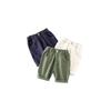 Kids Low Waist Cropped Pants Children's Clothing Summer Boys' Middle Pants Brass Buckle Casual Shorts K-style Boys' Pure Color Pants